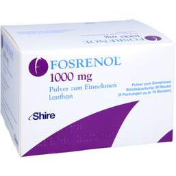 Abbildung: Fosrenol 1000 mg Pulver zum Einnehmen 90 St, Beutel PZN 09702399