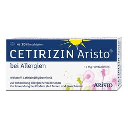 Abbildung: Cetirizin Aristo bei Allergien 10 mg Filmtabletten Filmtabletten, 20 St PZN 09703269
