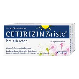 Abbildung: Cetirizin Aristo bei Allergien 10 mg Filmtabletten Filmtabletten, 50 St PZN 09703275