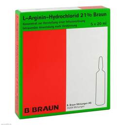 Abbildung: L-Arginin-Hydrochlorid 21% Elek.-Konzentrat Infusionsls 5X20 ml, Infusionslösungskonzentrat PZN 09704010