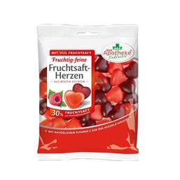 Abbildung: Fruchtsaft-Herzen 30% Fruchtsaft apothekenexklusiv Beutel, 225 g PZN 09704168
