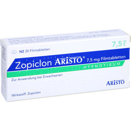 Abbildung: Zopiclon Aristo 7,5 mg Filmtabletten 20 St, Filmtabletten PZN 09706931