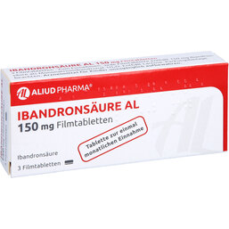 Abbildung: Ibandronsäure AL 150 mg Filmtabletten 3 St, Filmtabletten PZN 09709875