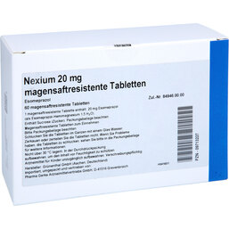 Abbildung: Nexium 20 mg magensaftresistente Tabletten 60 St, Tabletten magensaftresistent PZN 09713227