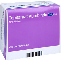 Abbildung: Topiramat Aurobindo 25 mg Filmtabletten 200 St, Filmtabletten PZN 09713782