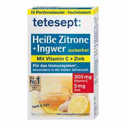 Abbildung: Tetesept Heiße Zitrone mit Ingwer zuckerfrei Pulver Pulver, 10X3 g PZN 09714089