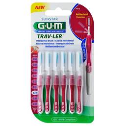 Abbildung: GUM Trav-Ler 1,4mm Kerze pink Interdental + 6Kappen Zahnbürste, 6 St PZN 09714439