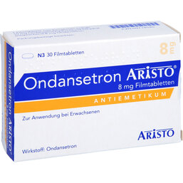Abbildung: Ondansetron Aristo 8 mg Filmtabletten 30 St, Filmtabletten PZN 09714540