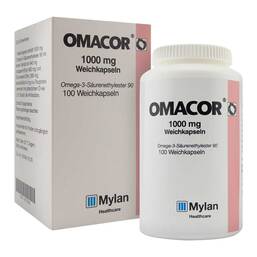 Abbildung: Omacor® 1000 mg Weichkapseln 100 St, Weichkapseln PZN 09714942