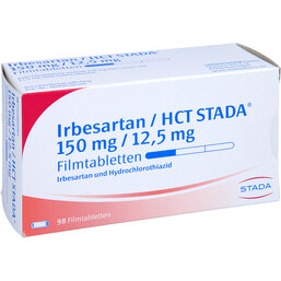 Abbildung: Irbesartan / HCT STADA 150 mg / 12,5 mg Filmtabletten 98 St, Filmtabletten PZN 09715077