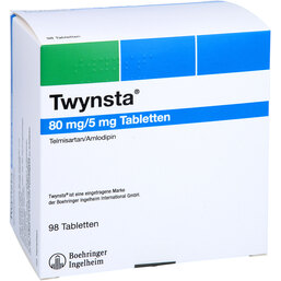 Abbildung: Twynsta 80 mg / 5 mg Tabletten 98 St, Tabletten PZN 09716616