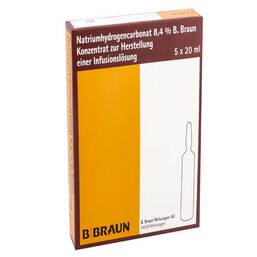 Abbildung: Natriumhydrogencarbonat B.Braun 8,4% Glas 5X20 ml, Infusionslösungskonzentrat PZN 09717685