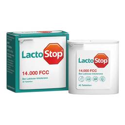 Abbildung: Lactostop 14.000 FCC Tabletten im Spender Tabletten, 40 St PZN 09718259