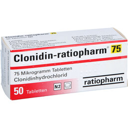 Abbildung: Clonidin ratiopharm 75 Tabletten 50 St, Tabletten PZN 09722692
