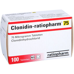 Abbildung: Clonidin ratiopharm 75 Tabletten 100 St, Tabletten PZN 09722700