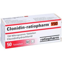 Abbildung: Clonidin ratiopharm 150 Tabletten 50 St, Tabletten PZN 09722723