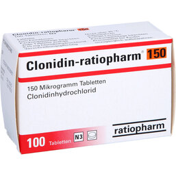 Abbildung: Clonidin ratiopharm 150 Tabletten 100 St, Tabletten PZN 09722746