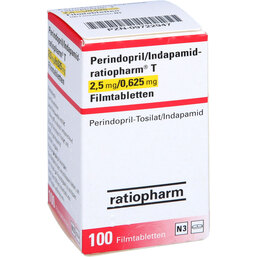 Abbildung: Perindopril / Indapamid Ratiopharm T 2,5mg / 0,625mg 100 St, Filmtabletten PZN 09722947