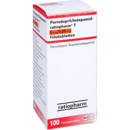 Abbildung: Perindopril / Indapamid Ratiopharm T 5mg / 1,25mg 100 St, Filmtabletten PZN 09722976