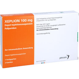 Abbildung: Xeplion 100 mg Depot-Injektionssuspension Fertigspritzen 1 St, Depot-Injektionssuspension PZN 09726164