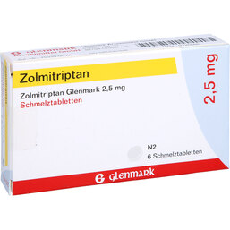 Abbildung: Zolmitriptan Glenmark 2,5 mg Schmelztabletten 6 St, Schmelztabletten PZN 09726566