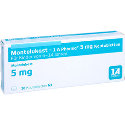 Abbildung: Montelukast 1A Pharma 5 mg Kautabletten 20 St, Kautabletten PZN 09731805
