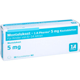 Abbildung: Montelukast 1A Pharma 5 mg Kautabletten 50 St, Kautabletten PZN 09731811