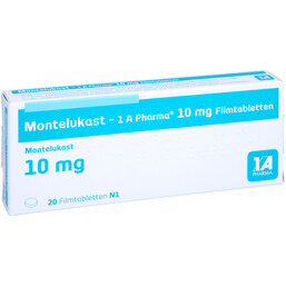 Abbildung: Montelukast 1A Pharma 10 mg Filmtabletten 20 St, Filmtabletten PZN 09731834