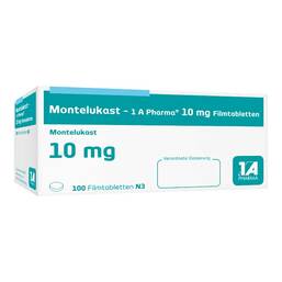 Abbildung: Montelukast 1A Pharma 10 mg Filmtabletten 100 St, Filmtabletten PZN 09731857