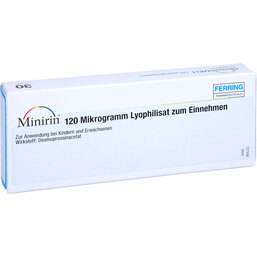 Abbildung: Minirin 120 Mikrogramm Lyophilisat zum Einnehmen 30 St, Schmelztabletten PZN 09739416