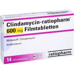 Abbildung: Clindamycin ratiopharm 600 mg Filmtabletten 14 St, Filmtabletten PZN 09739741