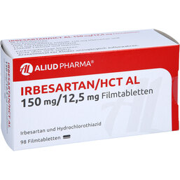 Abbildung: Irbesartan / HCT AL 150 mg / 12,5 mg Filmtabletten 98 St, Filmtabletten PZN 09744630