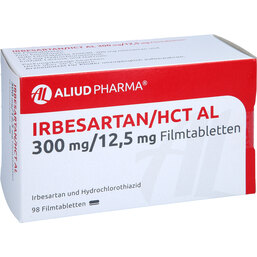 Abbildung: Irbesartan / HCT AL 300 mg / 12,5 mg Filmtabletten 98 St, Filmtabletten PZN 09744676