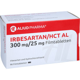 Abbildung: Irbesartan / HCT AL 300 mg / 25 mg Filmtabletten 98 St, Filmtabletten PZN 09744707