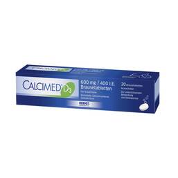 Abbildung: Calcimed D3 600 mg / 400 I.E. Brausetabletten 20 St, Brausetabletten PZN 09750116
