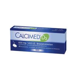 Abbildung: Calcimed D3 600 mg / 400 I.E. Brausetabletten Brausetabletten, 40 St PZN 09750122