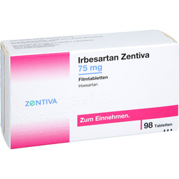 Abbildung: Irbesartan Zentiva 75 mg Filmtabletten 98 St, Filmtabletten PZN 09751908