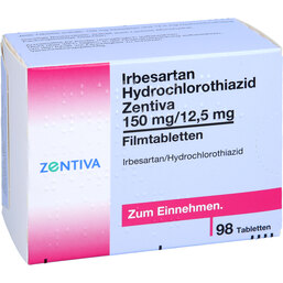 Abbildung: Irbesartan Hydrochlorothiazid Zentiva 150mg / 12,5mg 98 St, Filmtabletten PZN 09752078