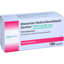 Abbildung: Irbesartan Hydrochlorothiazid Zentiva 300mg / 25mg 98 St, Filmtabletten PZN 09752150