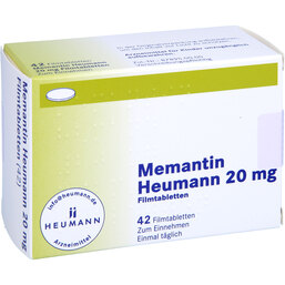Abbildung: Memantin Heumann 20 mg Filmtabletten 42 St, Filmtabletten PZN 09759169