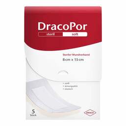 Abbildung: DracoPor Soft weiß Wundverband 8x15 cm steril 5 St, Verband PZN 09763366