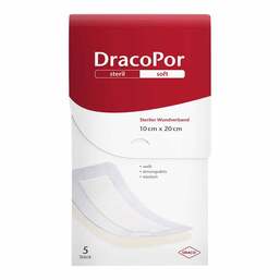 Abbildung: DracoPor Soft weiß Wundverband 10x20 cm steril 5 St, Verband PZN 09763389