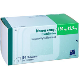 Abbildung: Irbecor comp. 150 mg / 12,5 mg Filmtabletten 100 St, Filmtabletten PZN 09765075