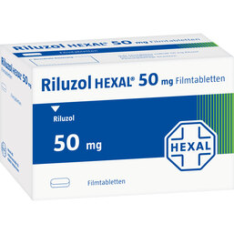 Abbildung: Riluzol Hexal 50 mg Filmtabletten 56 St, Filmtabletten PZN 09770892