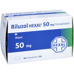 Abbildung: Riluzol Hexal 50 mg Filmtabletten 98 St, Filmtabletten PZN 09770900