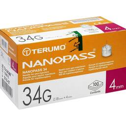 Abbildung: Terumo Nanopass 34 Pen Kanüle 34G 0,18x4mm 100 St, Kanüle PZN 09771265