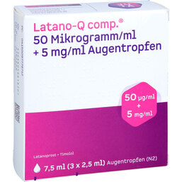 Abbildung: Latano Q comp. 50 Mikrogramm / ml + 5 mg / ml Augentropfen 3X2.5 ml, Augentropfen PZN 09777871