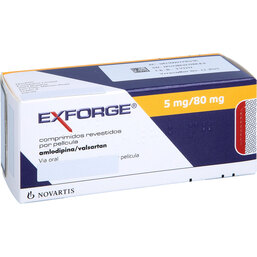 Abbildung: Exforge 5 mg / 80 mg Filmtabletten 98 St, Filmtabletten PZN 09779019