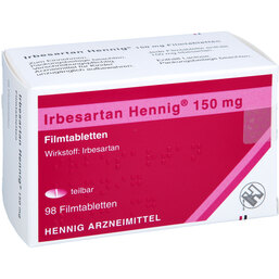 Abbildung: Irbesartan Hennig 150 mg Filmtabletten 98 St, Filmtabletten PZN 09782719