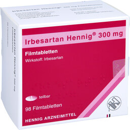 Abbildung: Irbesartan Hennig 300 mg Filmtabletten 98 St, Filmtabletten PZN 09782748